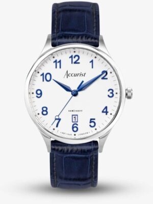 Accurist Classic Blue Leather Strap Watch 73000